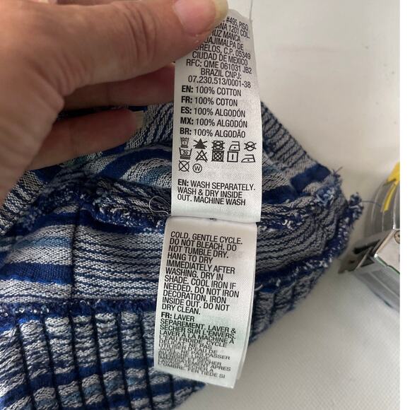 Roxy Bandeau Crop Halter Womens Top Sz L Boho Coastal Y2K Beach Smocked Striped - Picture 12 of 12